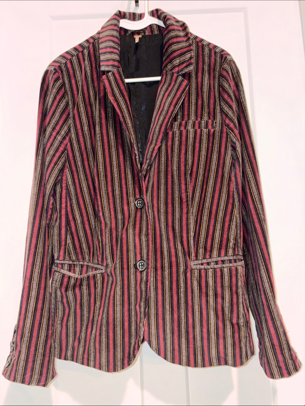Free people size Medium Women's Striped Blazer Jacket - Red Multi